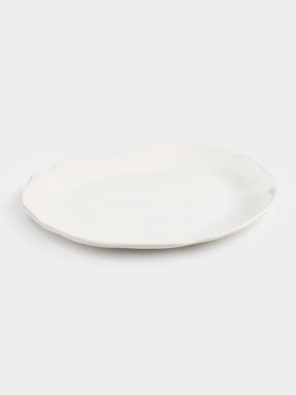 Тарелка обеденная, 27 см, керамика, белая, Неровный край, Bumpy, image-1
