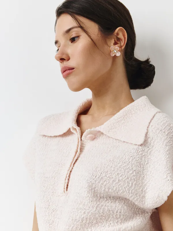 Джемпер женский, с воротником-поло, розовый, Sigrid, image-1