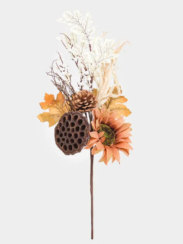 Ветка декоративная, 55 см, Лотос с подсолнухом, Nelumbo decor, image-0