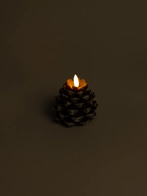 Свеча электрическая, 8х12 см, с блестками, Шишка, Winter delice, image-3
