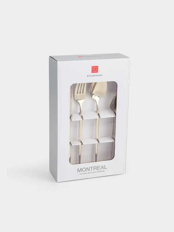 Столовые приборы, 6 перс, 24 пр, сталь, золотистые, Montreal, image-4