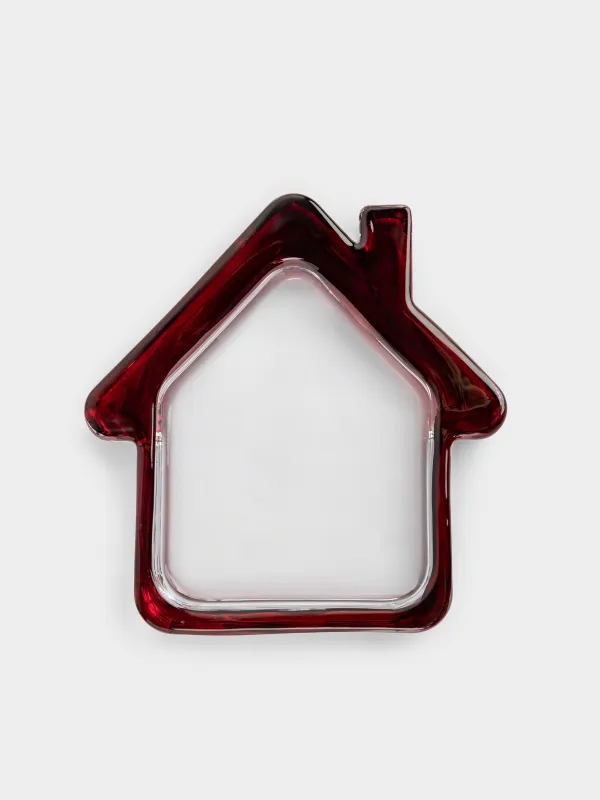 Блюдо, 18х19 см, стекло, бордовое, Дом, House shape, image-1