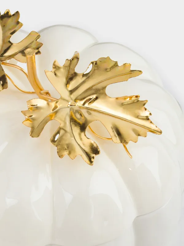 Емкость для хранения, 16х16 см, 860 мл, фарфор P/сталь, молочно-золотистая, Тыква, Golden glow, image-3