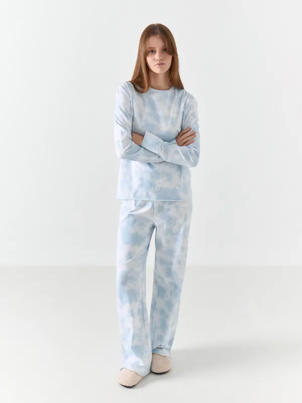 Лонгслив домашний, голубой, Jocelyn, image-1