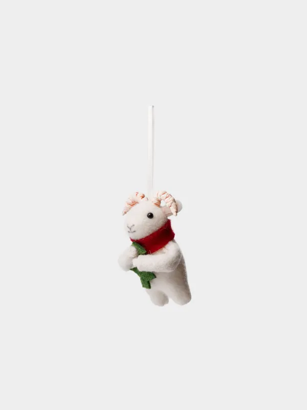 Игрушка елочная, 14 см, Козочка с елкой, Figure Christmas Fuzz, image-0