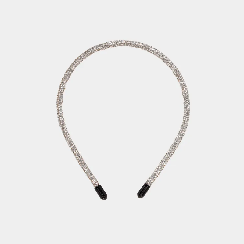 Ободок для волос, 12х14 см, пластик, серебристый, Кристаллы, Jewelry crystal