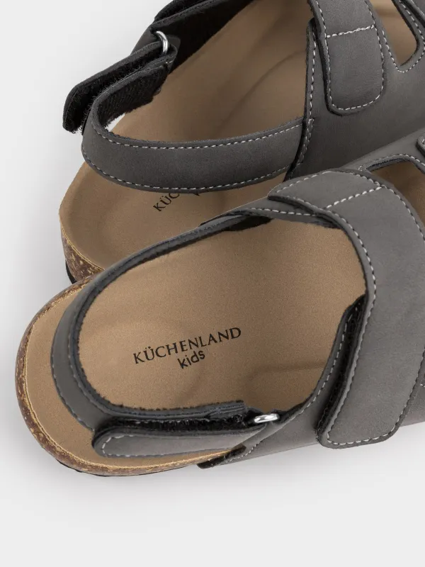Сандалии детские, для мальчиков, на липучке, искусственная замша, серые, Suede kids, image-3