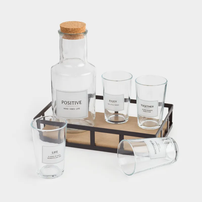 Набор для напитков, 4 перс, 5 пр, на подставке, стекло/металл, Clear font, image-5