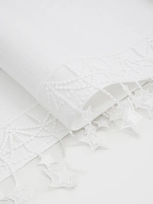 Дорожка настольная, 40х160 см, с кружевом, Звезды, Stars framed, image-1