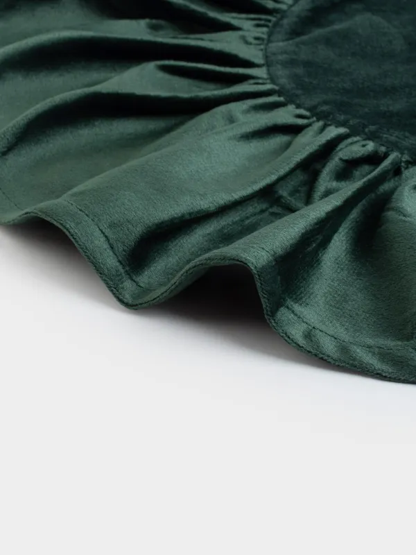 Салфетка под приборы, 38 см, бархат, круглая, зеленая, Волнистые края, Color wavy, image-2