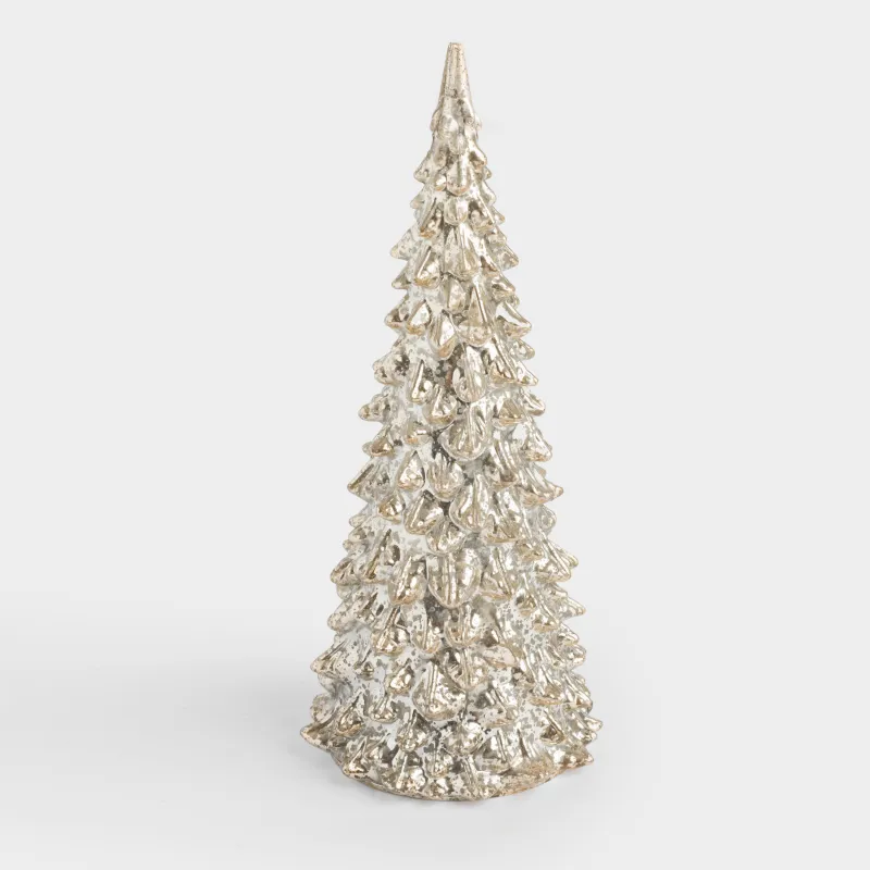 Статуэтка с подсветкой, 18 см, пластик, шампань, Сияющая ель, Patina, image-1