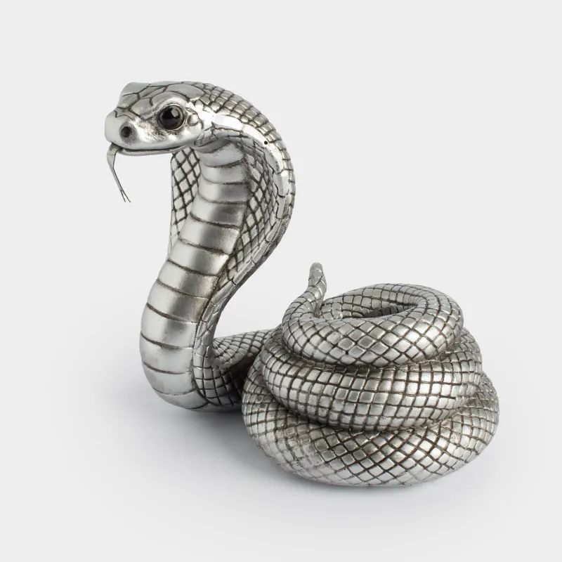 Статуэтка, 13 см, полирезин, серебристая, Кобра, Cobra cute, image-1