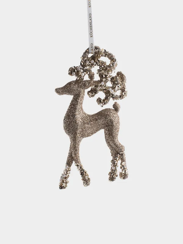 Игрушка елочная, 14 см, Олень в блестках, Figure sparkle, image-1