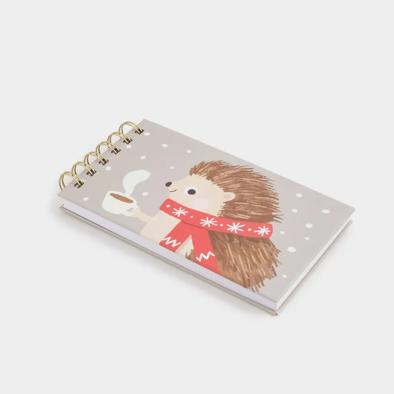 Блокнот для записей, 9х16 см, 100 л, на кольцах, картон, Ежик в шарфе, Forest animals, image-3