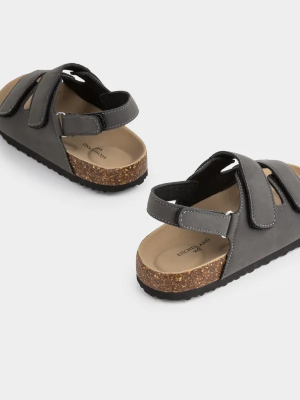 Сандалии детские, для мальчиков, на липучке, искусственная замша, серые, Suede kids, image-4