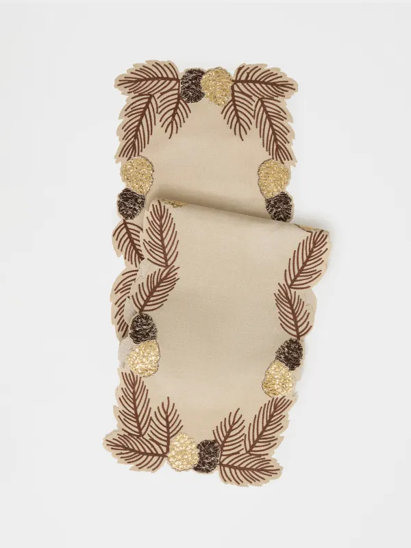 Дорожка настольная, 40х160 см, Шишки на ветках, Conifers, image-0