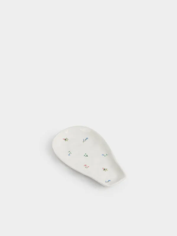 Подставка под ложку, 20 см, керамика D, молочная, Нежные цветы, El flora, image-1
