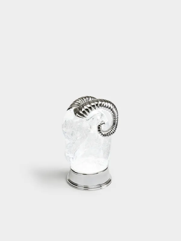 Снежный фонарь, 22 см, с подсветкой, Коза, Silver style, image-0