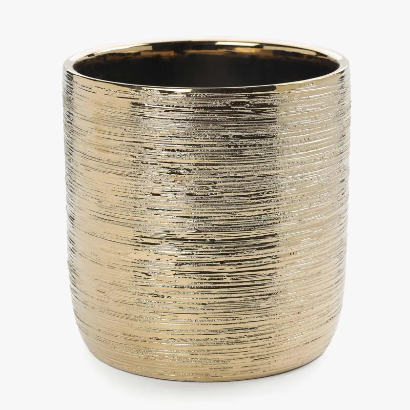 Кашпо, 18х18 см, керамика, золотистое, Galore, image-0