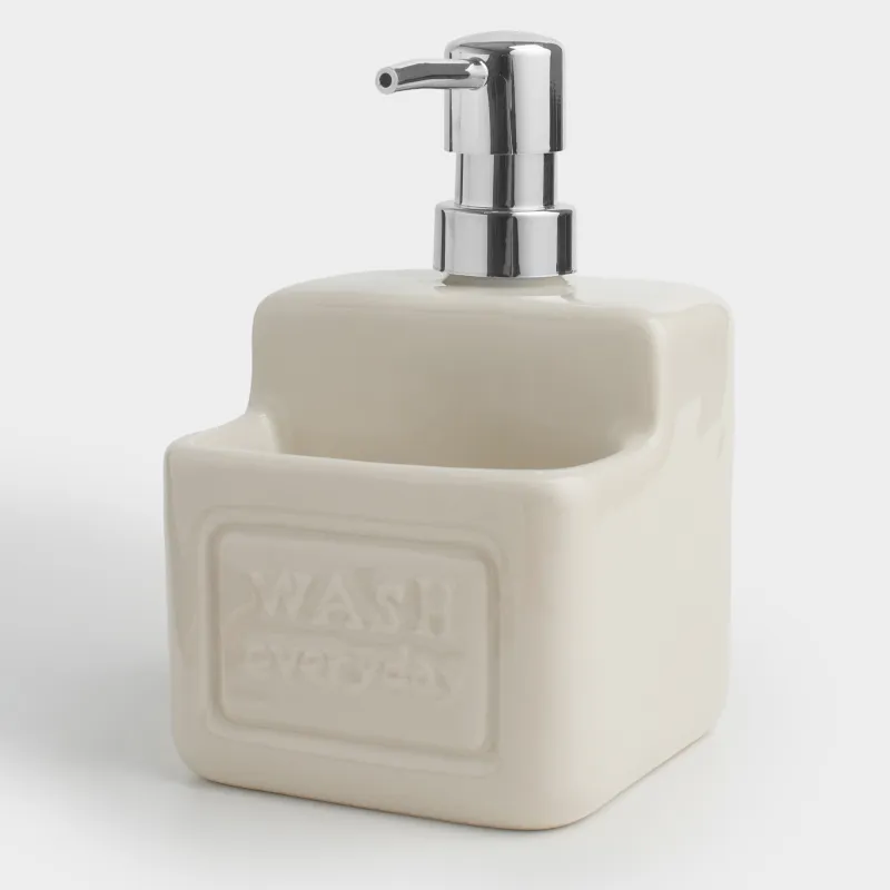Диспенсер для моющего средства, 550 мл, органайзер, керамика/пластик, бежевый, Galori, image-1