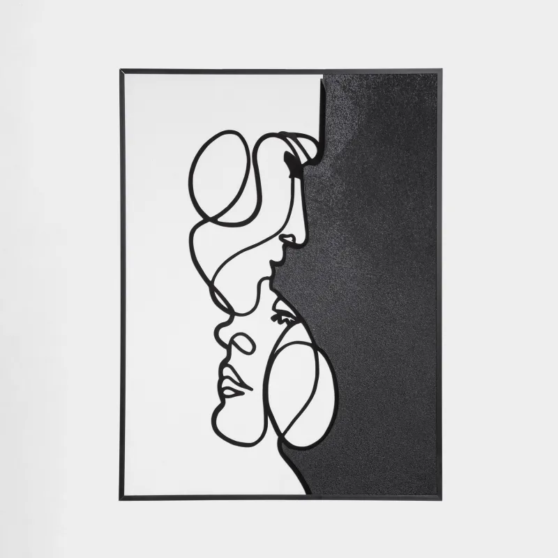 Картина в раме, 60х80 см, холст, черно-белая, Лица, Face