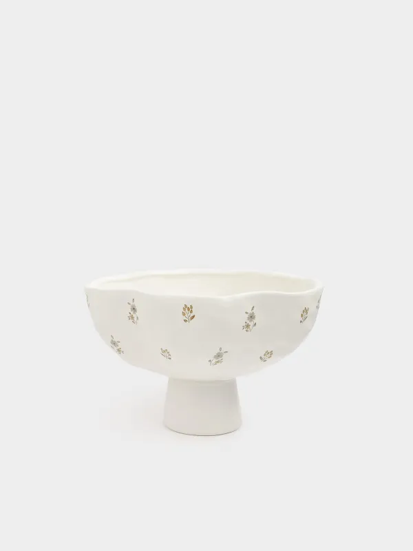 Ваза для фруктов, 24x15 см, на ножке, Винтажные цветы, La flore, image-0