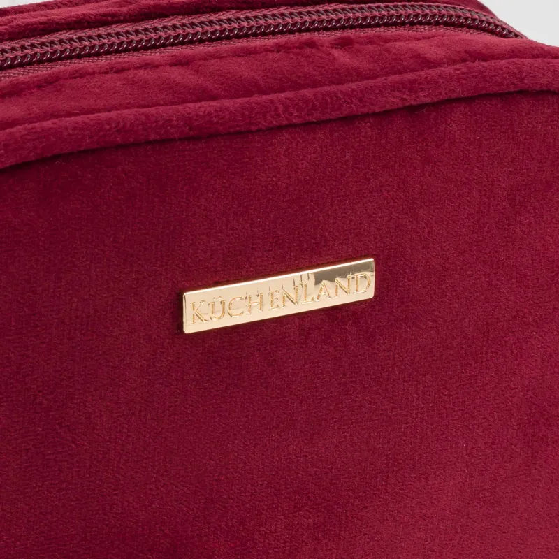 Косметичка, 18х12 см, с кисточкой, вельвет, бордовая, Velvety, image-2