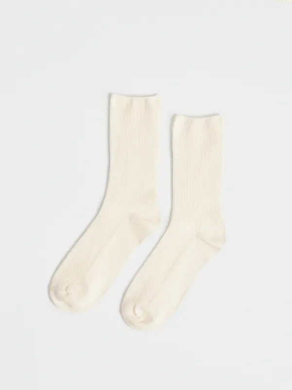 Носки женские, в рубчик, молочные, Rib basic, image-0