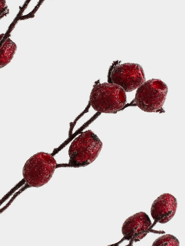 Ветка декоративная, 70 см, пенопласт, Красные ягоды, Red berry, image-4