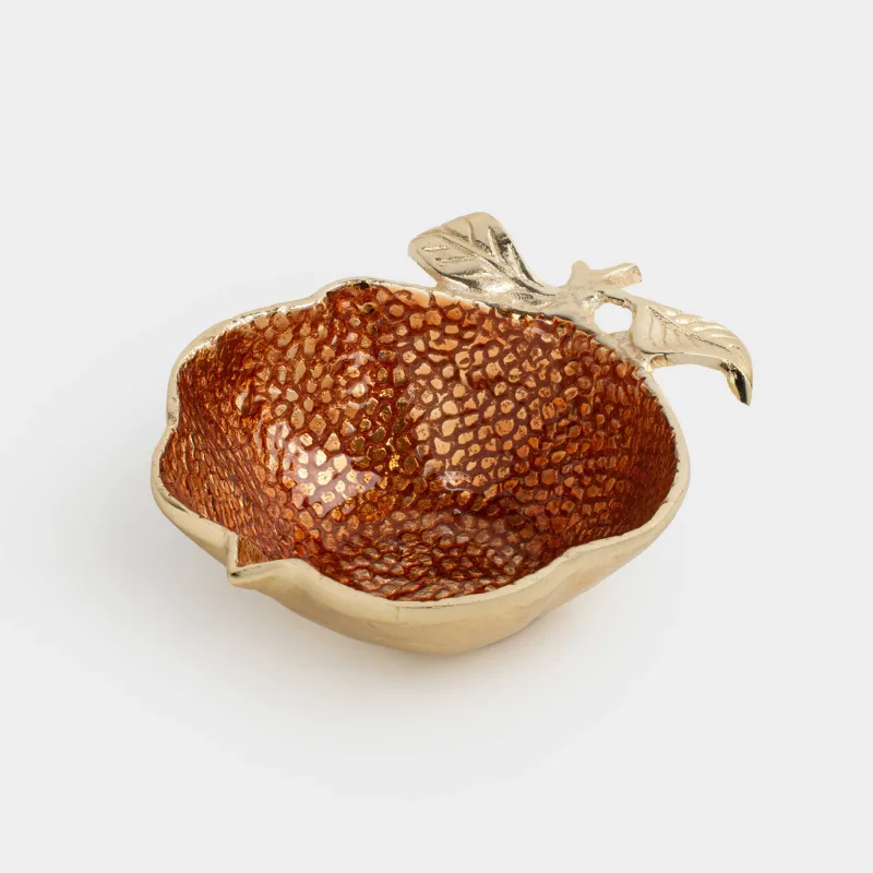 Блюдо декоративное, 20x16 см, металл, оранжево-золотистое, Апельсин, Fantastic R