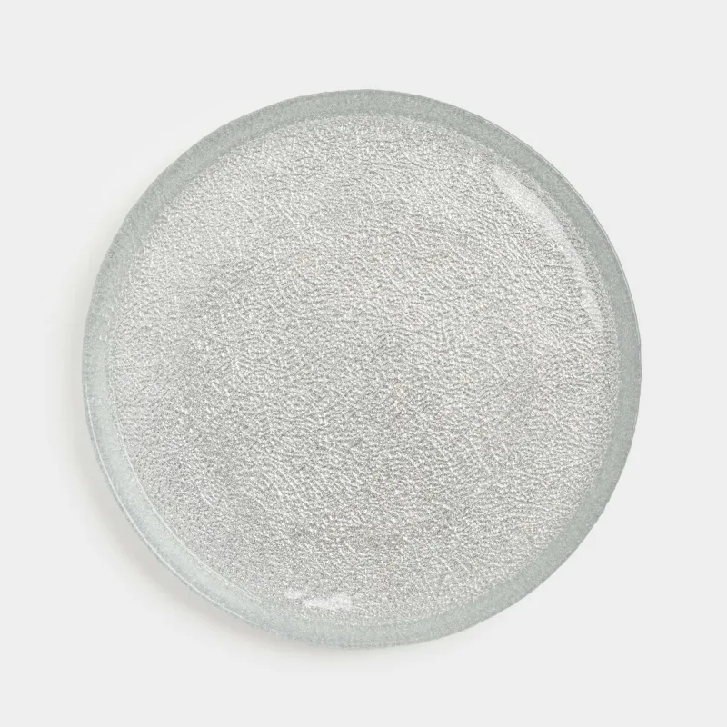 Тарелка закусочная, 21 см, стекло Р, серебристая, Cracle