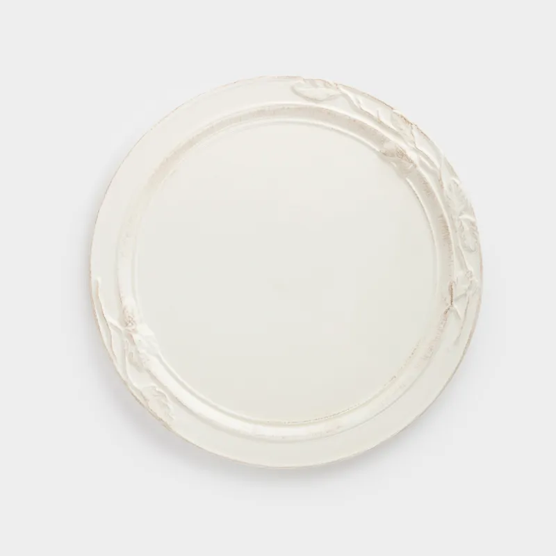 Блюдо, 26 см, керамика, белое, Ветви с листьями, Antique