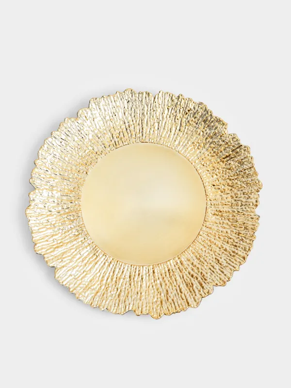 Тарелка подстановочная, 33 см, пластик, золотистая, Льдина, Plastic ice, image-0