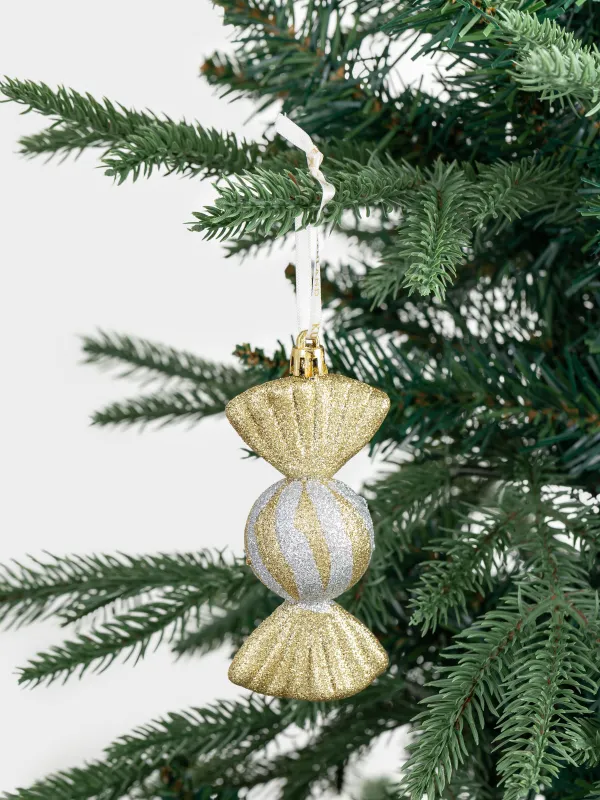 Игрушка елочная, 12 см, пластик, с блестками, шампань, Конфета, Figure sparkle, image-2