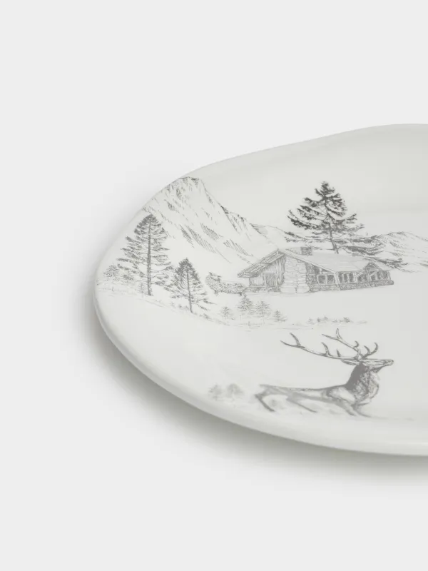 Тарелка обеденная, 28 см, Олень в лесу, Winter deer, image-3