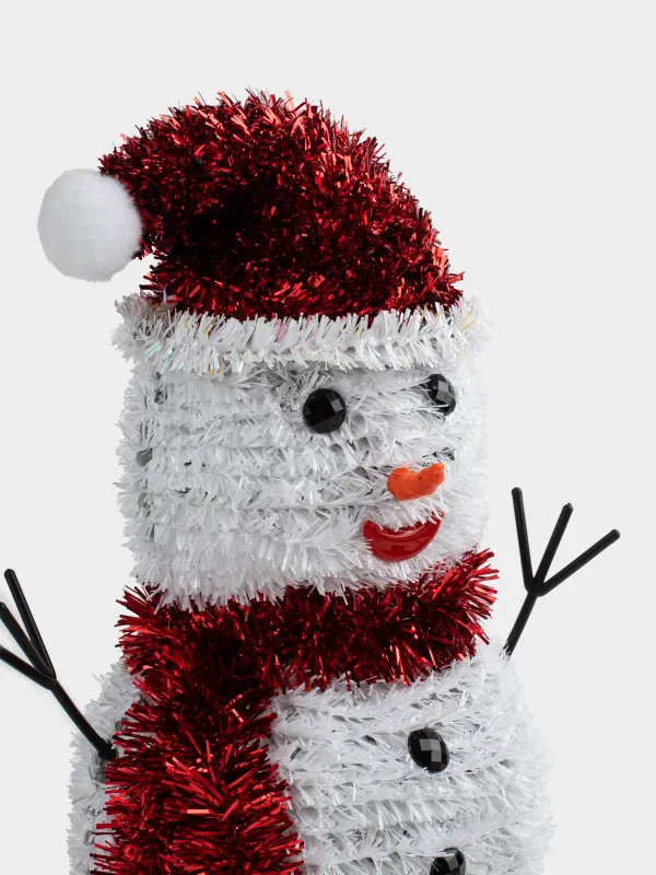 Статуэтка, 26 см, мишура/пластик, бело/красная, Снеговик, Tinsel decor, image-2