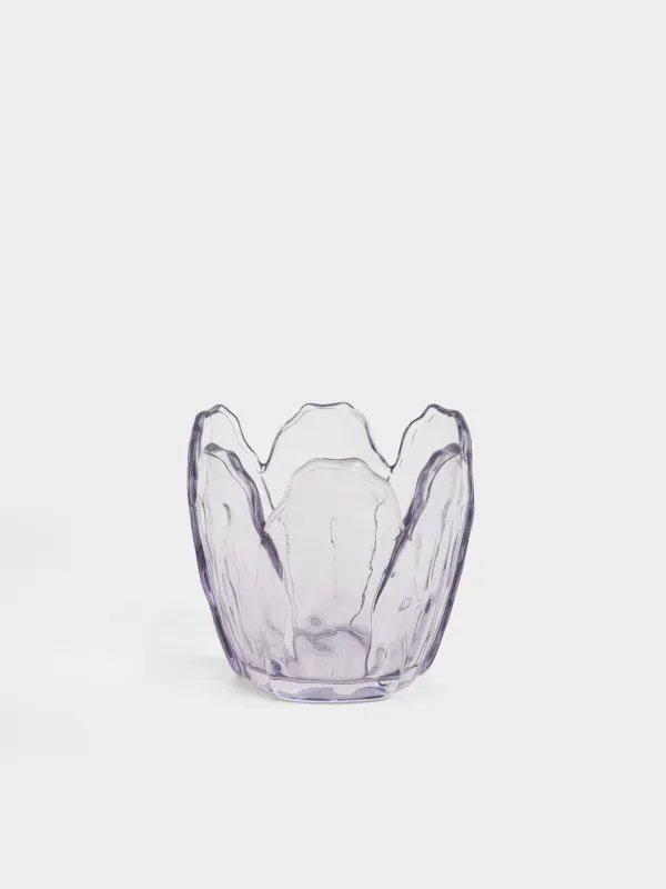 Подсвечник, 8x8 см, для чайной/тонкой свечи, стекло, фиолетовый, Тюльпан, Fleur color, image-0