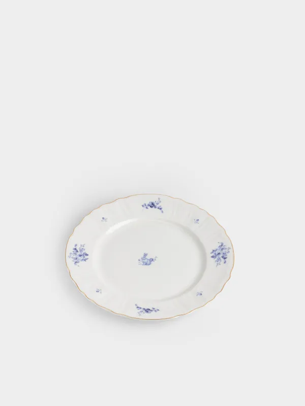 Тарелка обеденная, 27 см, фарфор F, белая, с золотистым кантом, Кролик гжель, Tradition Easter, image-1