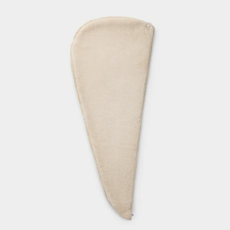 Полотенце-тюрбан для волос, 60х23 см, флис, бежевое, Showy, image-2