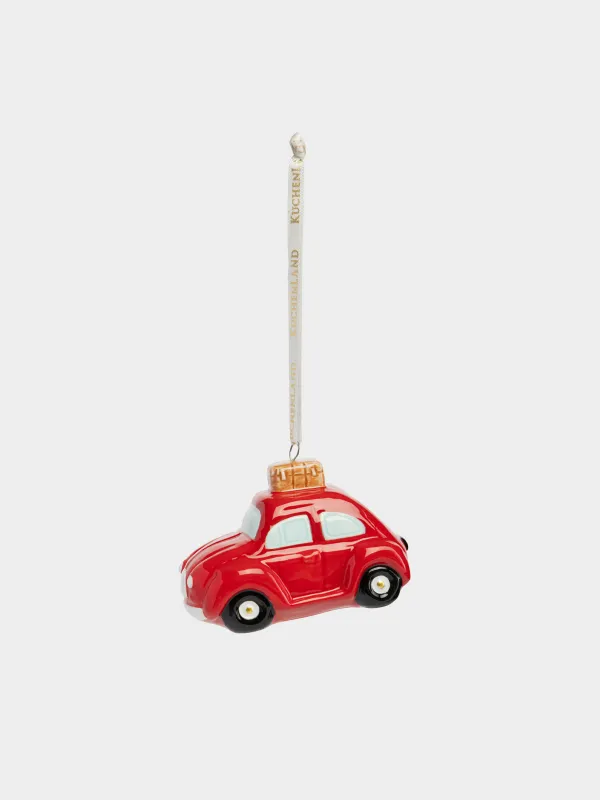 Игрушка елочная, 8x6 см, Машина с чемоданом, Figure christmas, image-0