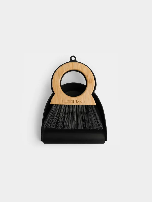 Щетка для мусора с совком, 20 см, с круглой ручкой, Black clean, image-0