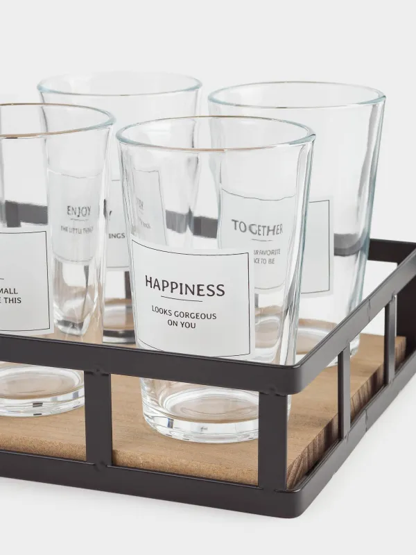 Набор для напитков, 4 перс, 5 пр, на подставке, стекло/металл, Clear font, image-4