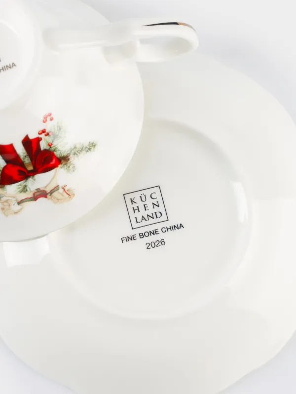 Пара чайная, 1 перс, 2 пр, 180 мл, фарфор F, белая, Лошадка с бантом, Christmas miracle classic, image-4