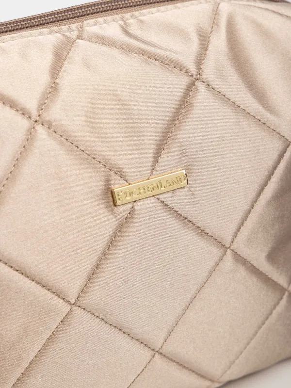 Косметичка, 27х17 см, стеганая, сатин, молочная, Quilted silk, image-3