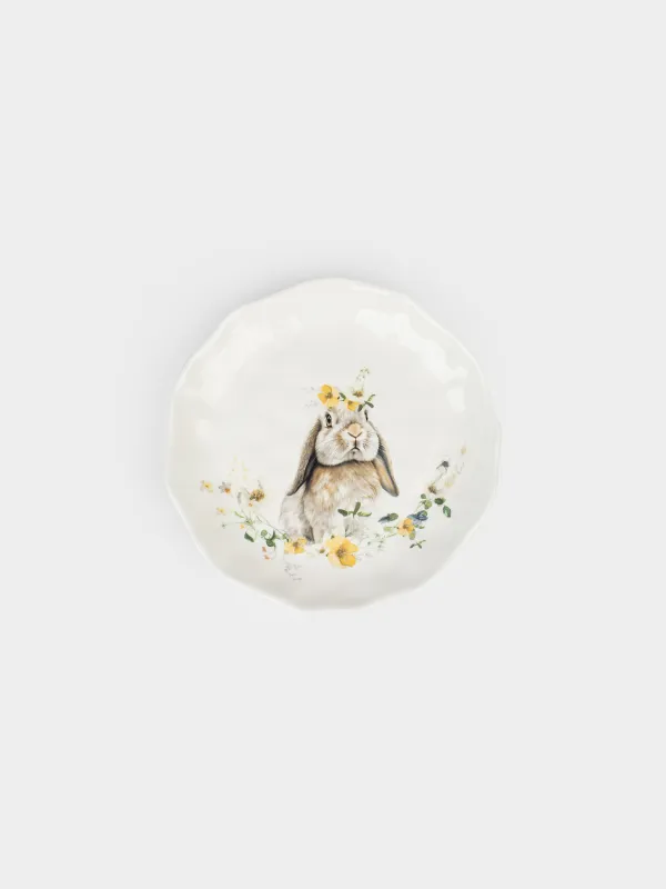 Тарелка закусочная, 23 см, Кролик с цветами, Natural Easter, image-0
