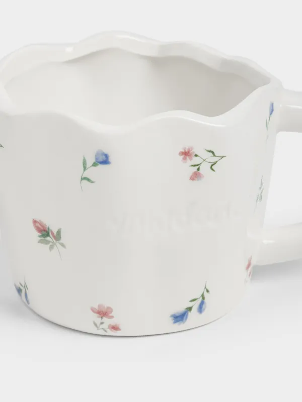Кружка, 460 мл, керамика D, молочная, Нежные цветы, El flora, image-1