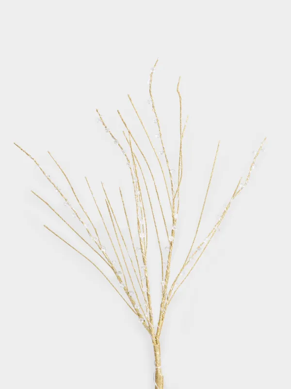 Ветка декоративная, 1 м, с подсветкой, полипропилен/металл, золотистая, Кристаллы, Crystal decor, image-1