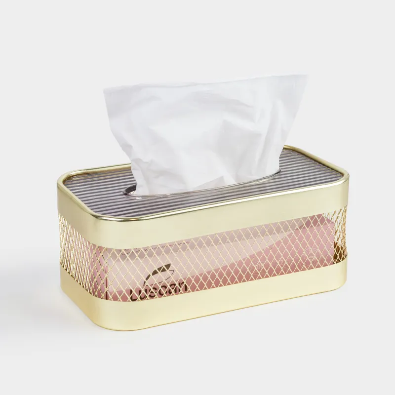 Бокс для бумажных салфеток, 25x14 см, металл/пластик, золотистый, Сетка, Twist gold, image-5