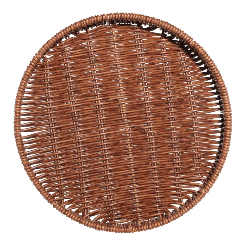 Поднос, 25 см, ротанг, круглый, коричневый, Blendy, image-1