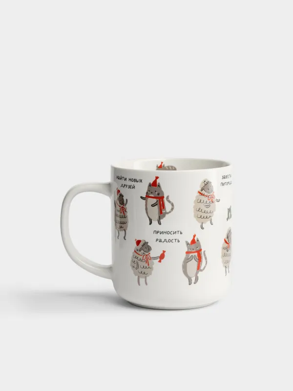 Кружка, 430 мл, Коты и овечки, Christmas cat, image-1